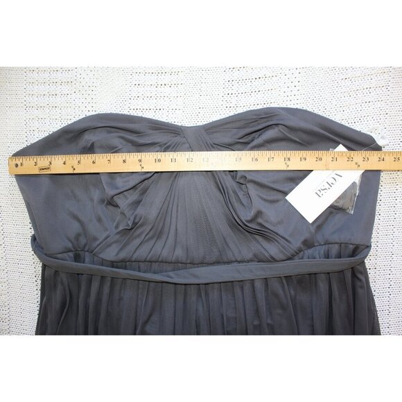 NWT David's Bridal Mesh Convertible Chiffon Maxi Dress Sz. 26 Graphite Gown Grey - Picture 2 of 10